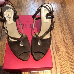 Valentino Suede Peep-toe Pumps